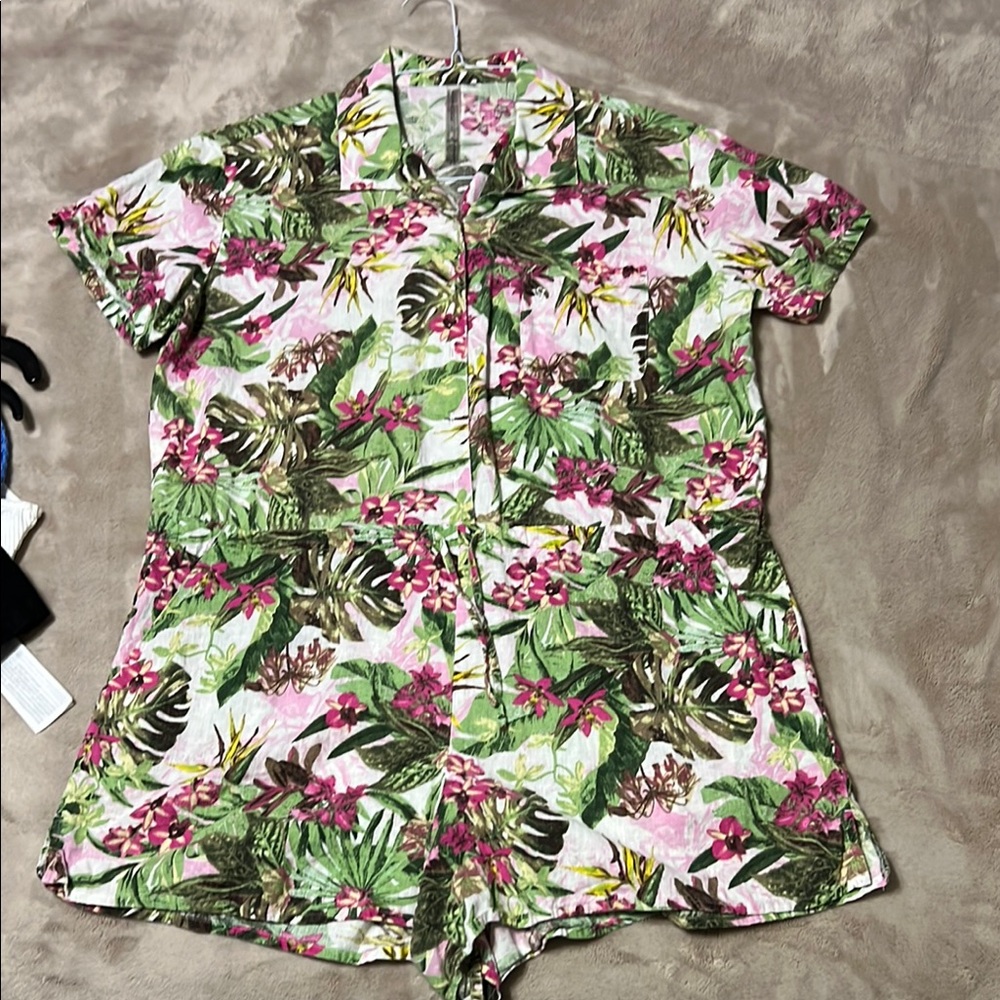 Tropical Floral Button-Up Romper